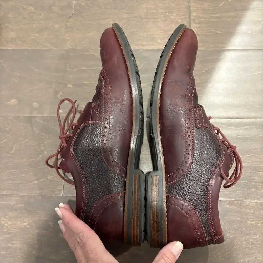 Rockport Shoes Mens Size‎ 9.5 Burgundy Waterproof Slip Resistant Leather Wingtip